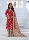 Red Colour Rayon Print With Thread Work Kurti With Pant Dupatta Aaradhna 2028 Wholesale Price In Surat